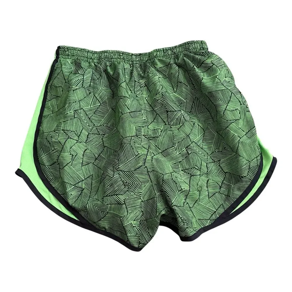 Nike Dri-Fit Running Shorts Womens Small Green Black Geometric 3